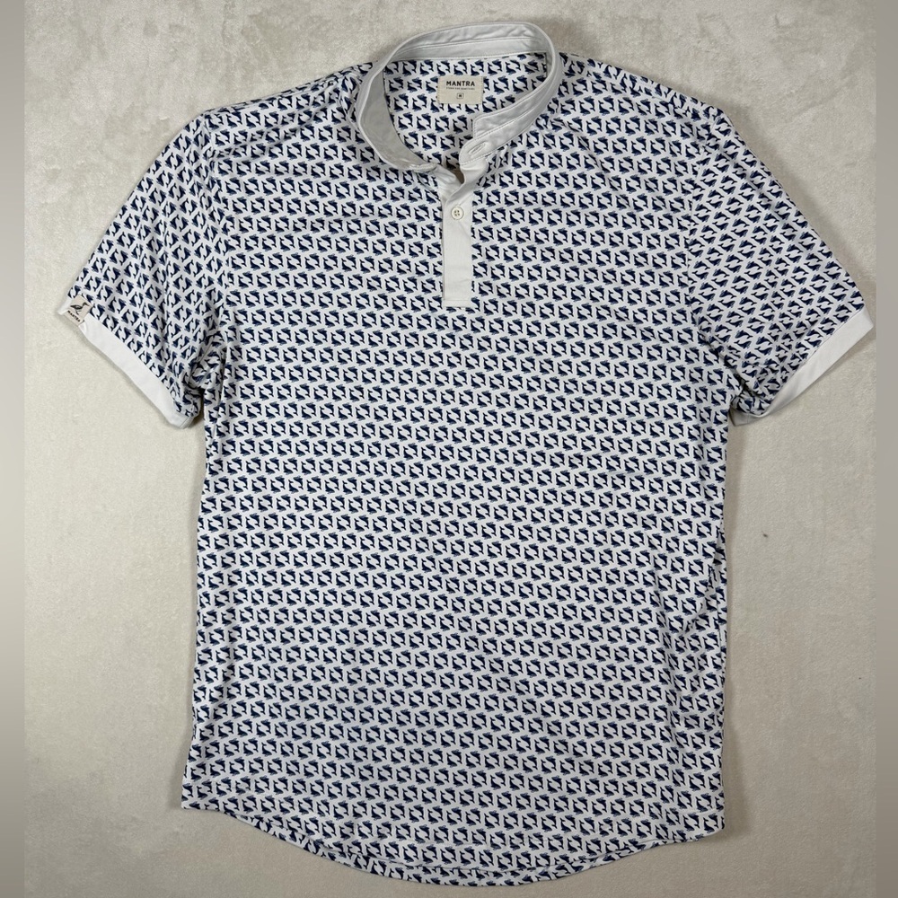 Mantra Medium Athletic Fit Golf Mock Collar All Over Print Dolphin Slim Shirt